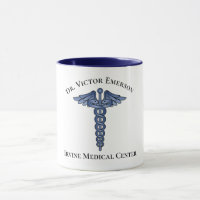 Símbolo azul Caduceus médico Mug personalizado