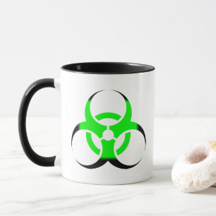 Taza Símbolo biológico de peligro verde y negro