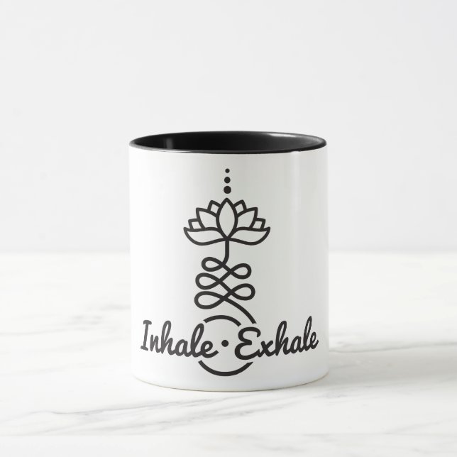 Taza Símbolo budista Lotus unalome/ inhalación (Centro)