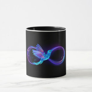 Taza Símbolo de infinito neón con colibrí brillante