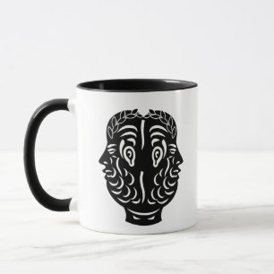 Taza Símbolo de moneda romana antigua de doble cabeza d