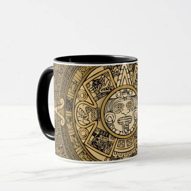 TAZA SÍMBOLO DE ORO DE CALENDARIO AZTEC SUN STONE (Anverso izquierdo)