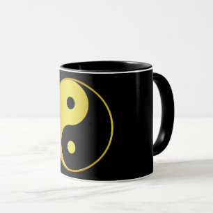 Taza Símbolo de Yin y Yang   Filosofía asiática de oro 