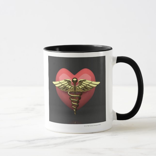 Taza Símbolo del corazón con el símbolo médico (Derecha)