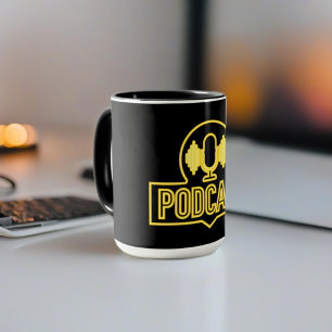 Taza Símbolo falso neón de podcast