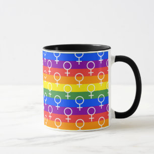 Taza Símbolo femenino patrón arco iris