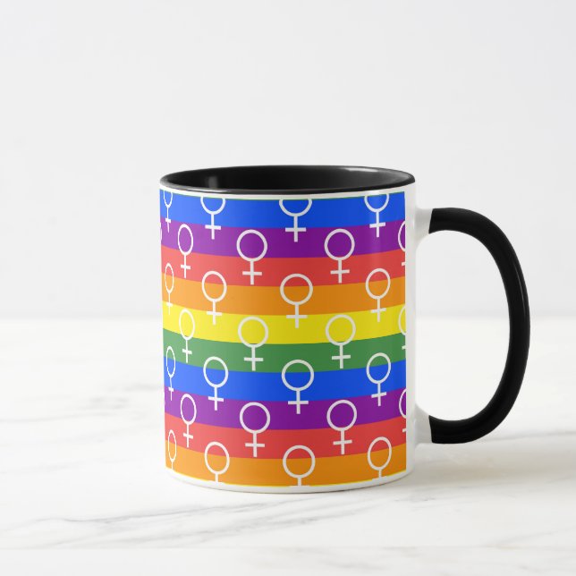 Taza Símbolo femenino patrón arco iris (Derecha)