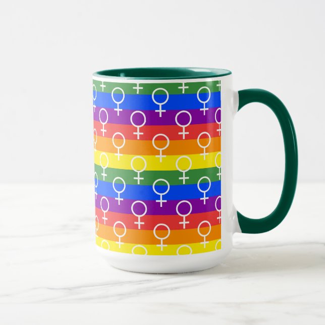 Taza Símbolo femenino patrón arco iris (Derecha)