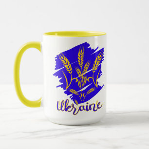 Taza símbolo nacional ucraniano tryzub hecho de espiga 
