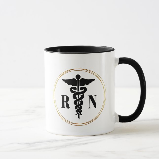 Taza Símbolo negro y oro de enfermera Caduceus Mug (Derecha)