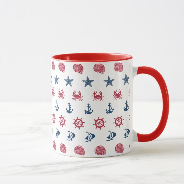 Taza Símbolo rojo blanco y azul del mar (Derecha)