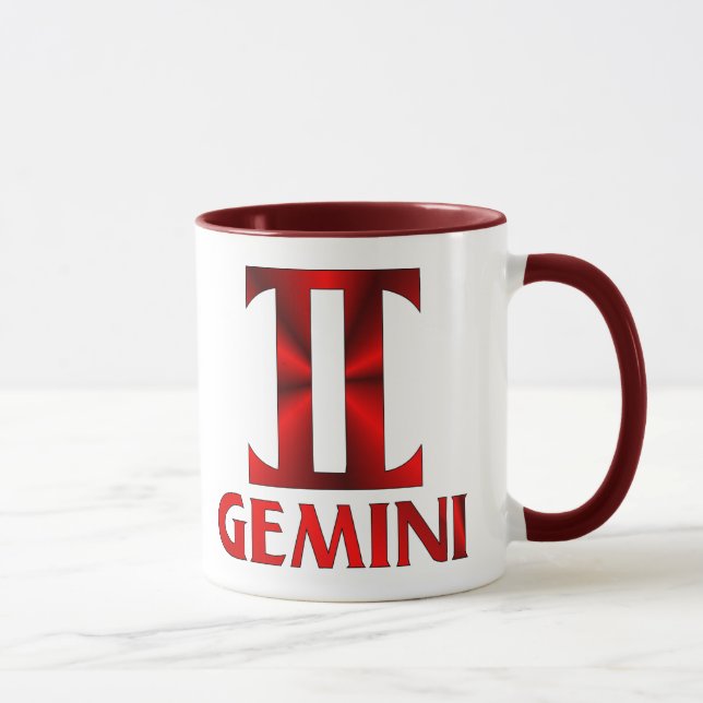 Taza Símbolo rojo del horóscopo de los géminis (Derecha)