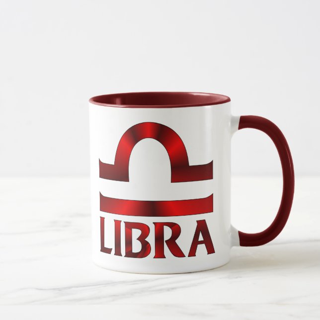 Taza Símbolo rojo del horóscopo del libra (Derecha)
