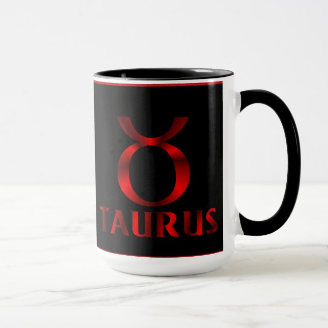 Taza Símbolo rojo del horóscopo del tauro (Derecha)