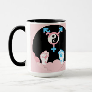 Taza Símbolo transgénero del Sol y la Luna de Poder y E