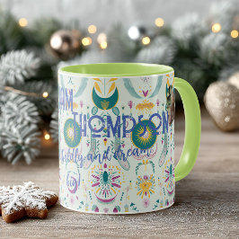 Taza Símbolos celestes boho chic en azul turquesa y dor