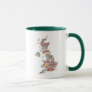 Taza Símbolos del mapa de Inglaterra