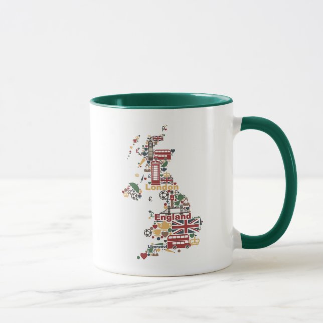 Taza Símbolos del mapa de Inglaterra (Derecha)
