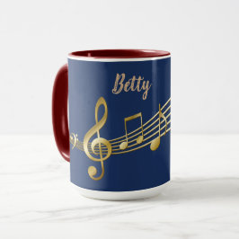 Taza Símbolos musicales personalizados, Blue & Red Comb