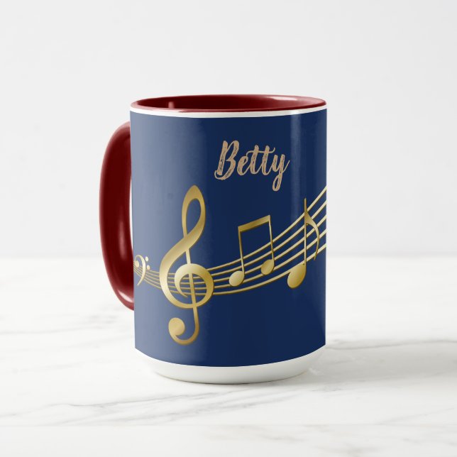 Taza Símbolos musicales personalizados, Blue & Red Comb (Anverso izquierdo)