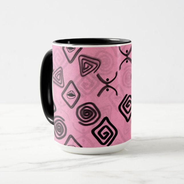Taza Símbolos rosados. (Anverso izquierdo)