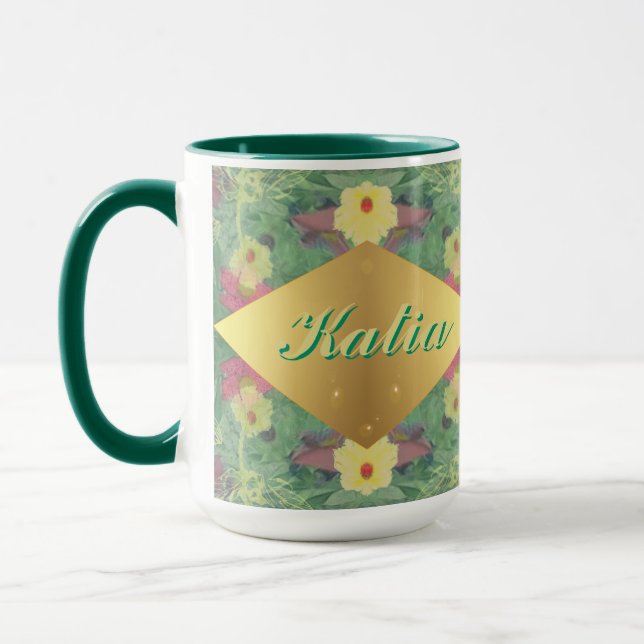 Taza Simetría floral con nombre Mug (Izquierda)