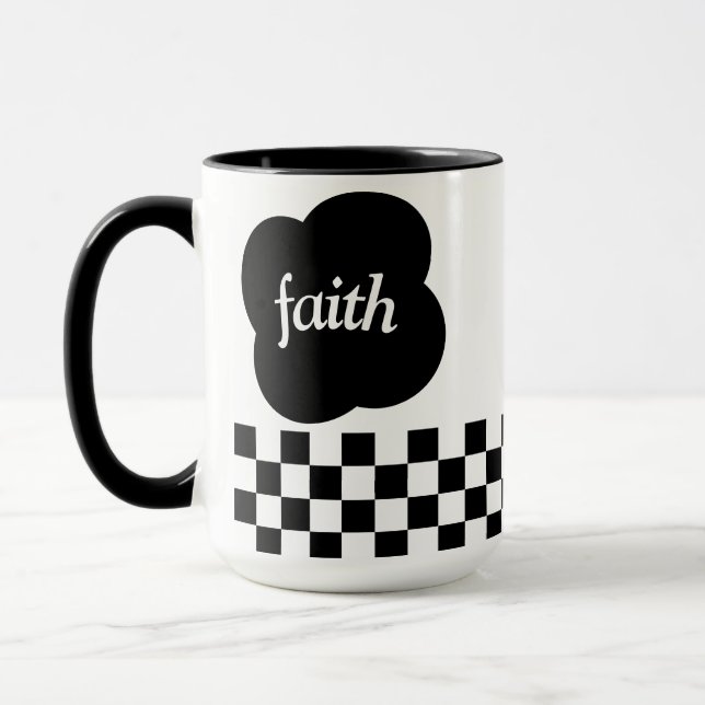 Taza Simple black and white scripture Two-Tone mug  (Izquierda)