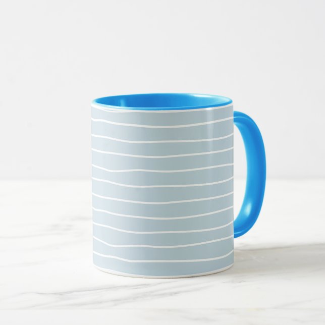 Taza Simple Cute Light Blue Water Texture Wavy Stripe (Anverso derecho)