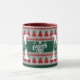 Taza Simple Elegante Moderno Monograma Navidad vacacion