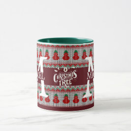 Taza Simple Elegante Monograma Moderno de Navidad