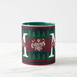 Taza Simple Elegante Monograma Moderno de Navidad