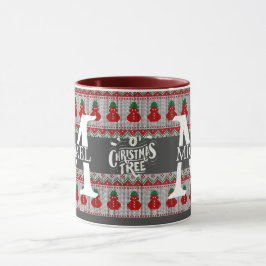 Taza Simple Elegante Monograma Moderno de Navidad