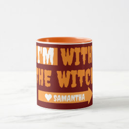 Taza Simple Feliz Halloween estoy con el costum de bruj