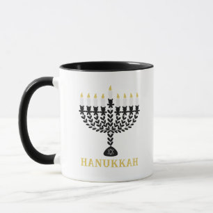 Taza Simple Festival de las Luces Menorah Hanukkah
