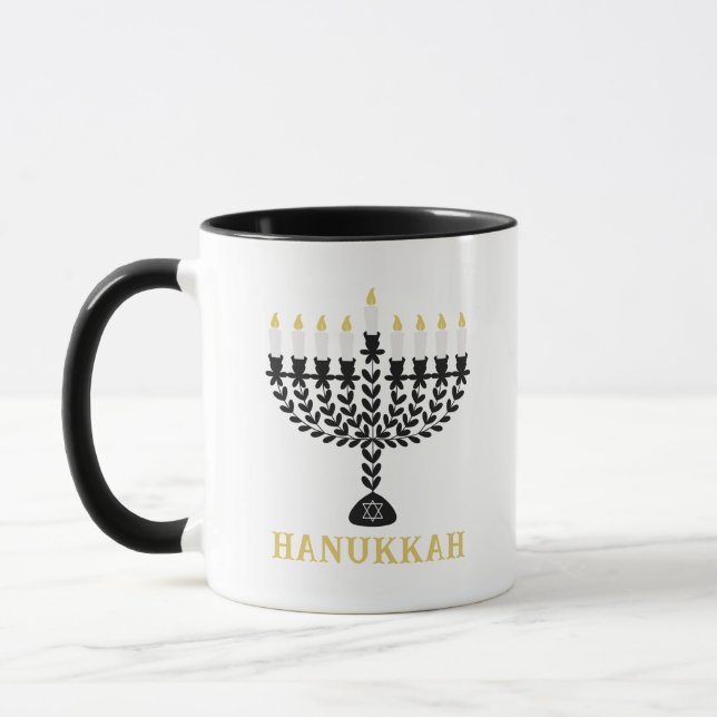 Taza Simple Festival de las Luces Menorah Hanukkah (Izquierda)