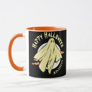 Taza Simple Halloween espeluznante fantasma Nombre pers