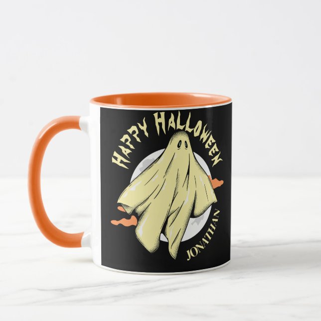 Taza Simple Halloween espeluznante fantasma Nombre pers (Izquierda)