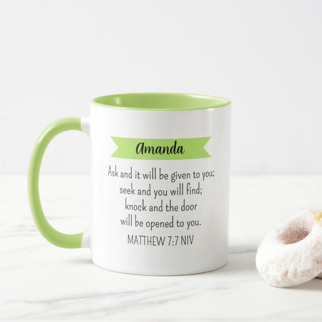 Taza Simple Lime Verde Pregúntenle a Dios Biblia Verdad (Con donut)