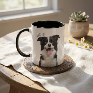 Taza Simple Moderna con Nombre y Foto de Mascota