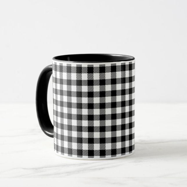 Taza Simple Monochrome Buffalo Plaid Pattern (Anverso izquierdo)