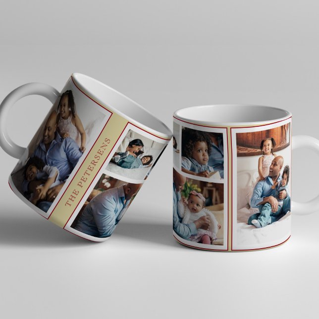Taza Simple Navidad 5 fotocolage amarillo burdeos (Subido por el creador)