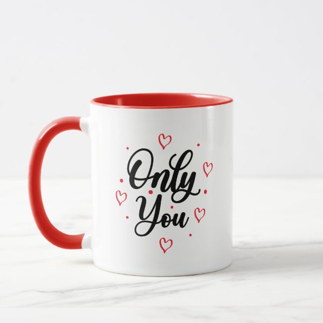 Taza Simple Romance Love Only You Elegant Black Script (Izquierda)
