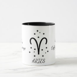 Taza Simple Typoghraphy Aries Zodiac Coffee
