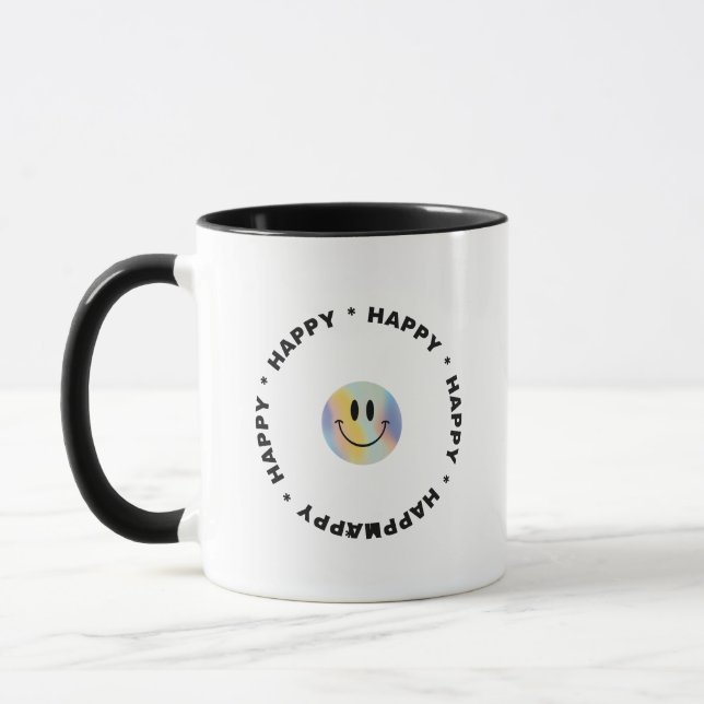 Taza Simple White Design Cup con "Happy" (Izquierda)