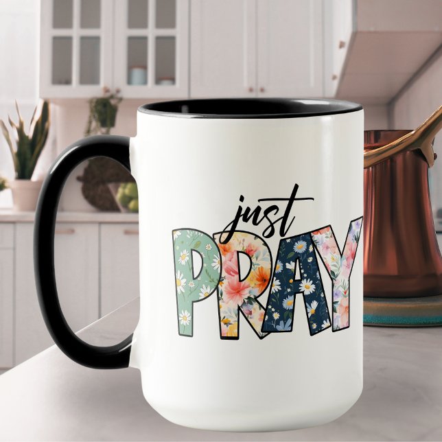 Taza Simplemente rezar la flor occidental suave (Just Pray Cute Western Floral Mug)