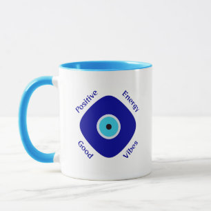 Taza Simplemente Vibraciones Positivas Ojo Azul Malvado
