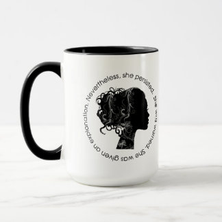 Taza Sin embargo, ella persistió (el negro)