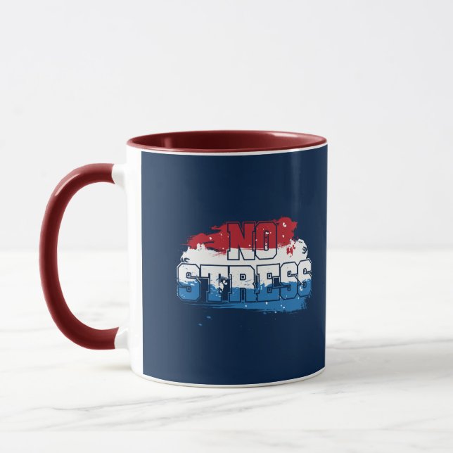 Taza Sin estrés - Mentalidad positiva azul rojo (Izquierda)
