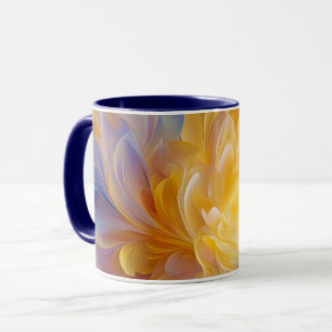 Taza Sinfonía Dorada de Pétalos Abstractos en Flor