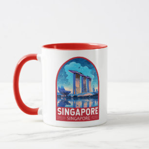 Taza Singapur Marina Bay Night Travel Art Vintage